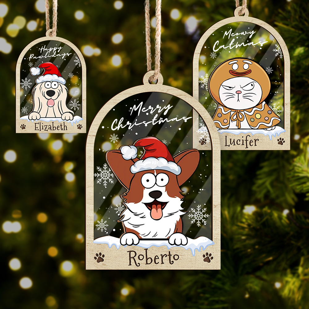 Personalized Acrylic Ornament - Christmas Gift For Pet Lovers - Christmas Bell With Dog Cat AC