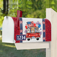 Thumbnail for Personalized Dog Cat America Truck Mailbox Cover, Memorial Day Decoration FC