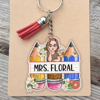 Thumbnail for Custom Teacher Name Pencil Shaped Acrylic Keychain, Gift For Teacher JonxiFon
