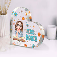 Thumbnail for Custom Name With Flowers Retro Magic Heart Shaped Acrylic Plaque, Gift For Her AA