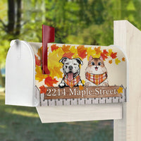 Thumbnail for Personalized Mailbox Cover- Gift For Dog Cat Lovers- Hello Fall Maple Leaves AF