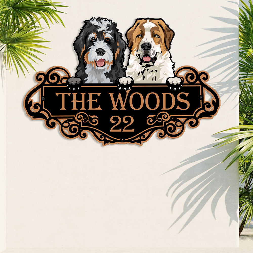 Personalized Metal Sign - Gift For Pet Lover - Colorful  Dog Cat Address Sign JonxiFon
