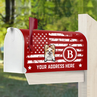 Thumbnail for Personalized Dog Cat 4th July Black & White American Flag Mailbox Cover, Gift For Dog Cat Lovers FC