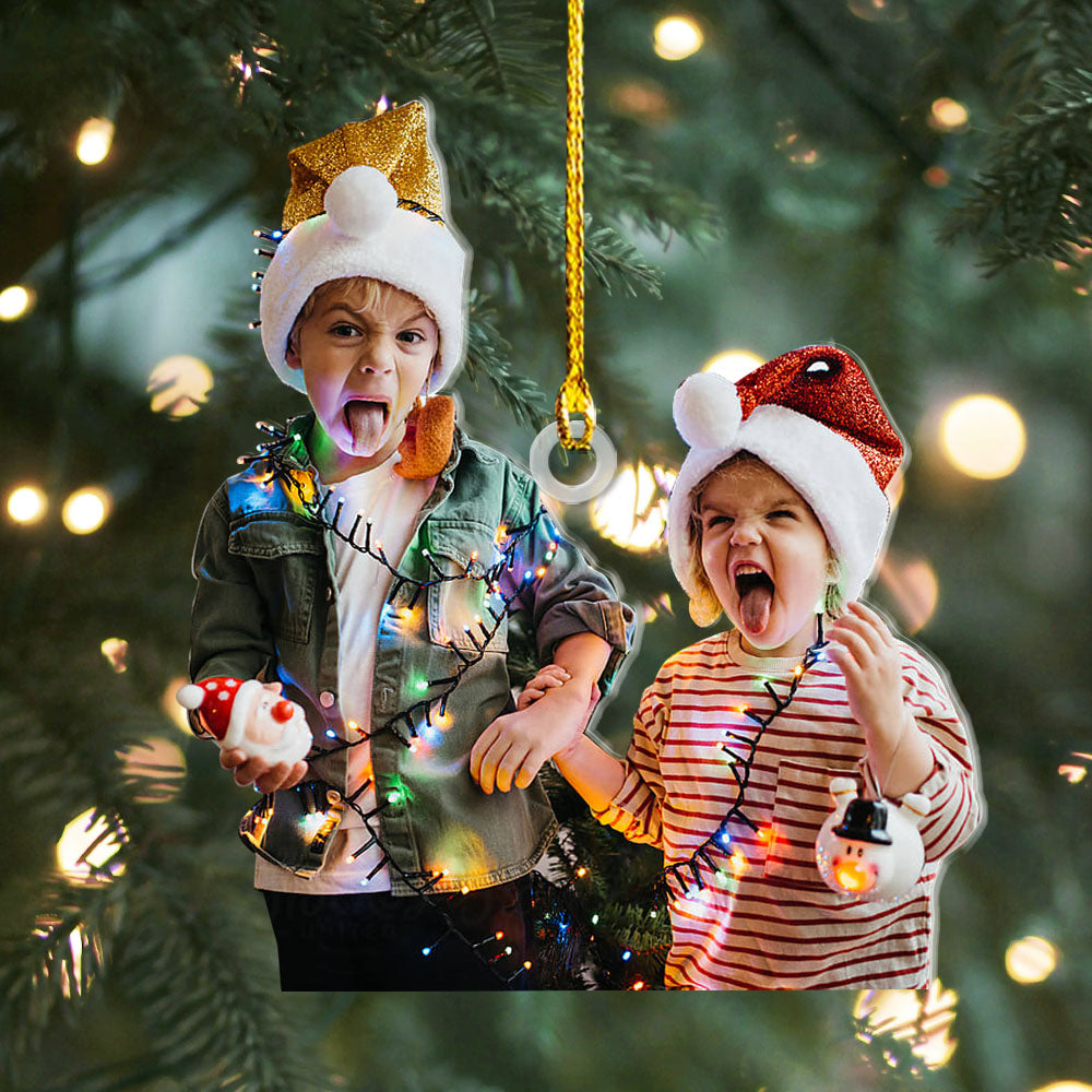 Personalized Acrylic Ornament - Christmas Gift For Family - Photos Of Naughty Kids AC