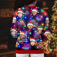 Thumbnail for Personalized Ugly Christmas Sweater - Christmas Gift For Family - Funny Face Photo Bright Neon Lighting AB