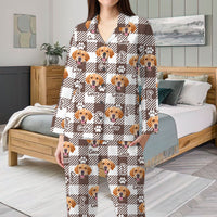 Thumbnail for Personalized Pajamas Set - Gift For Pet Lover - Checkered Pattern Pet Photo Sleepwear AB