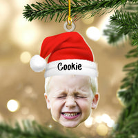 Thumbnail for Personalized Acrylic Ornament - Gift For Family - Portrait Photo With Christmas Hat AC