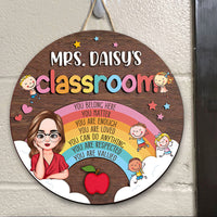 Thumbnail for Personalized You Belong Here Teacher Rainbow Classroom Door Sign, Back To School Gift For Teacher FC