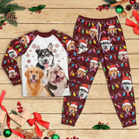 Thumbnail for Personalized Raglan Pajamas Set - Christmas Gift For Pet Lovers - Colorful Christmas Lights Pet Photo Merchize