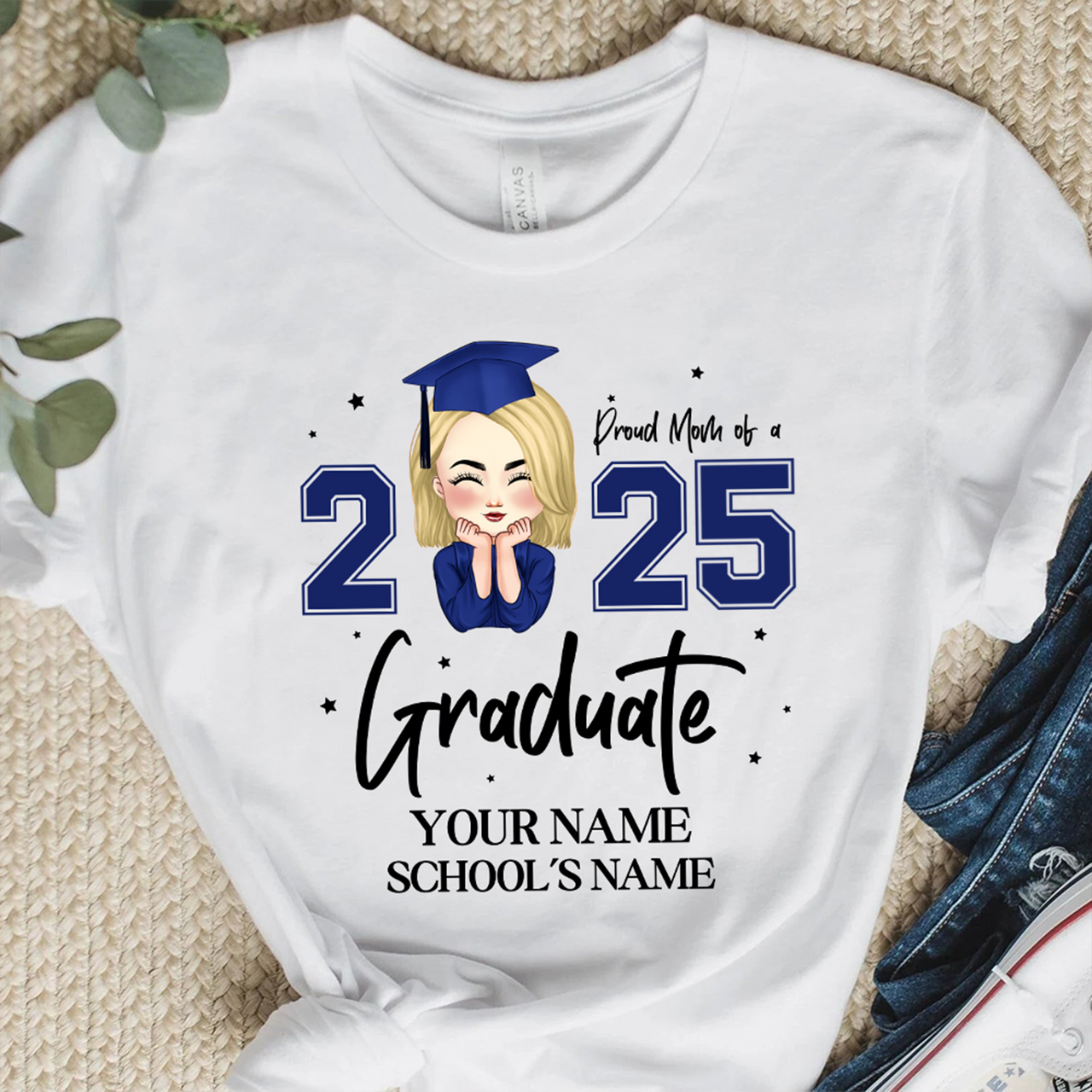 Personalized Proud Of Girl Senior Class Of 2025 Graduation T-shirt, Grad Gift