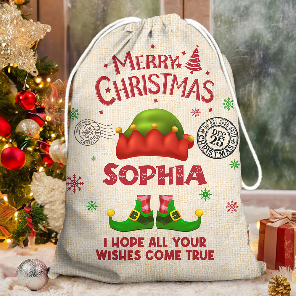 Personalized Santa Sack - Christmas Gift For Family - Christmas Costume With Name AB