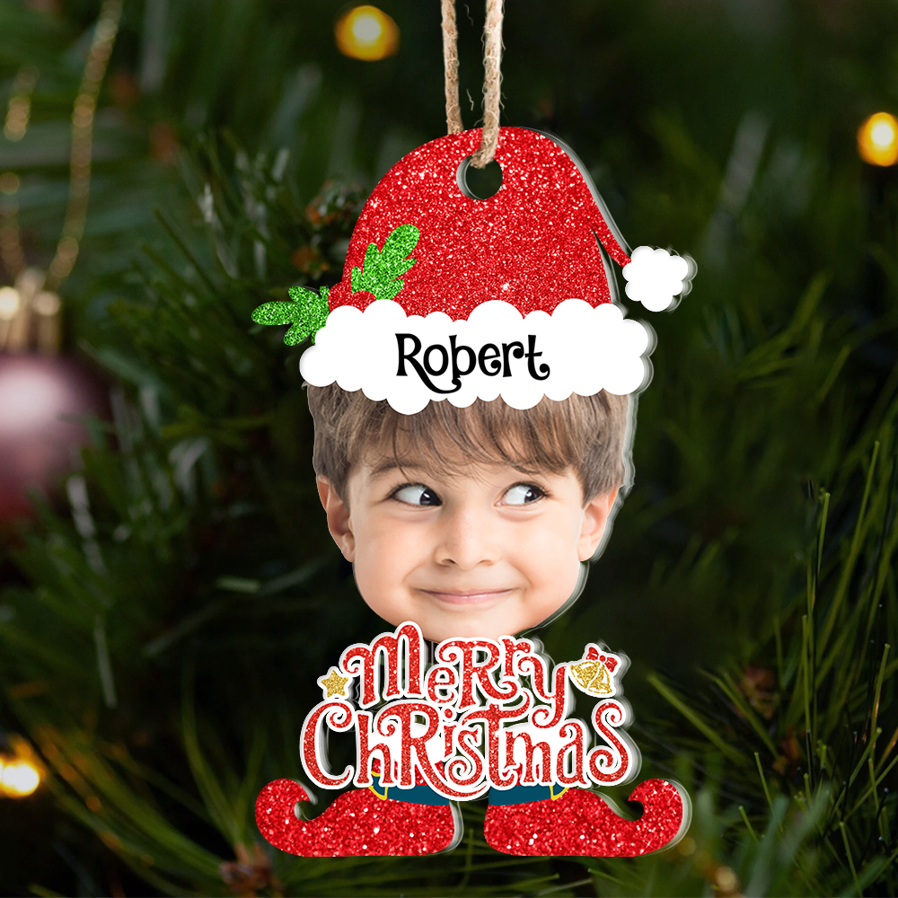 Personalized Acrylic Ornament - Christmas Gift For Family - Face Photo Santa Claus And Elf Costume AE