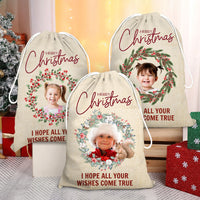 Thumbnail for Personalized Santa Sack - Christmas Gift For Family - Christmas Wreath Family Photo AB