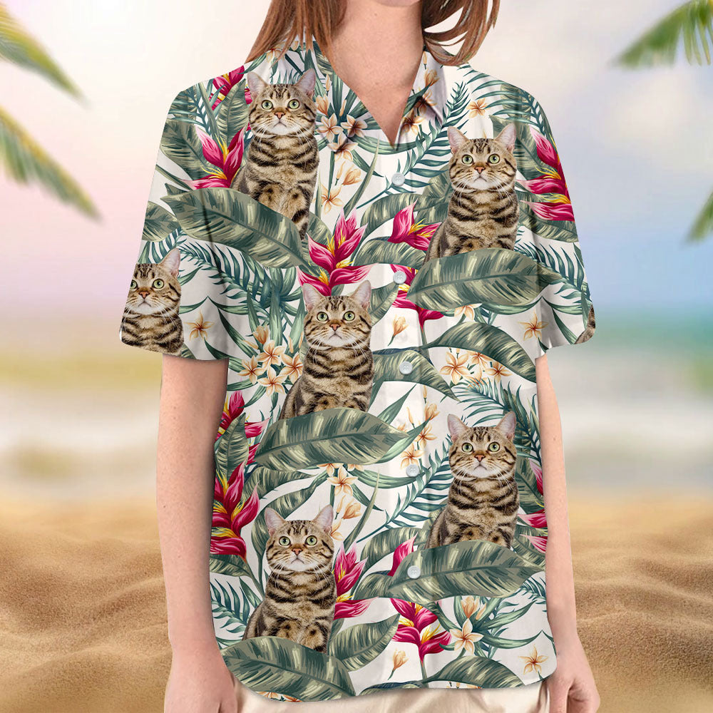 Custom Hawaii In The Air Face Photo Women's Hawaiian Shirt, Gift For Pet Lover AI