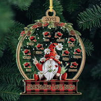 Thumbnail for Personalized Gnome Grandma's Love Bugs Christmas Printed Acrylic Ornament, Holiday Gift For Grandma Nana Mommy Aunt AE