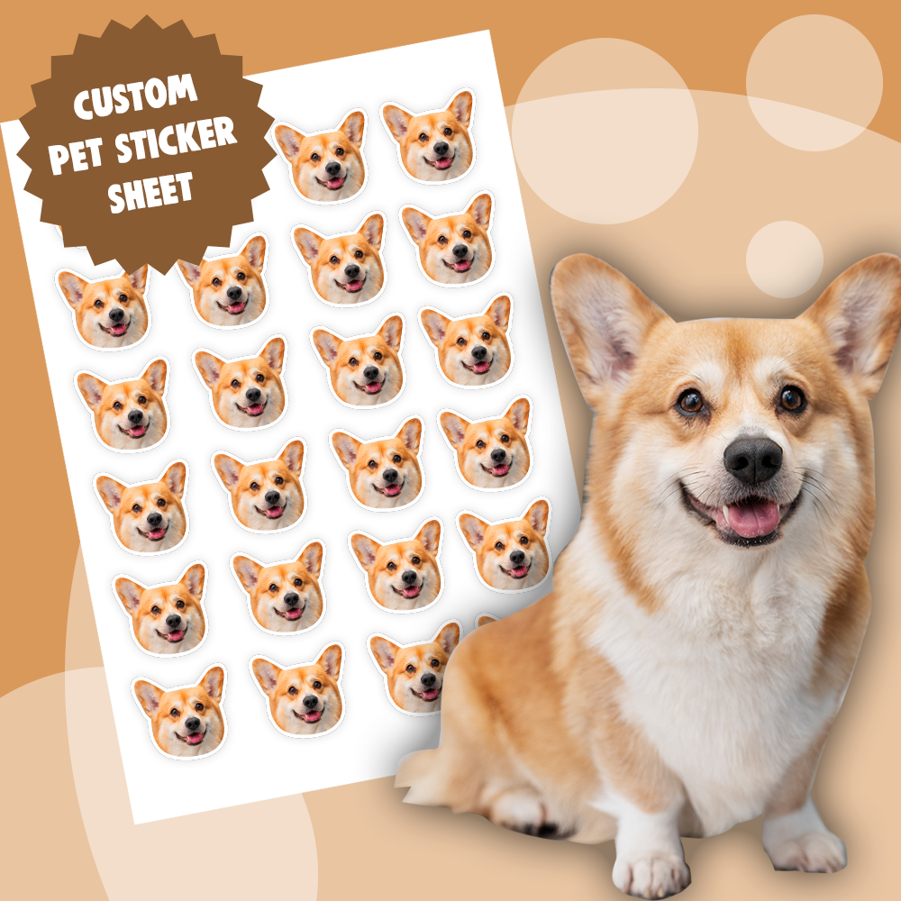 Personalized Pet Face And Body Photo Water-Resistant Stickers Sheet, Pet Lovers Decor and Craft Gift JonxiFon