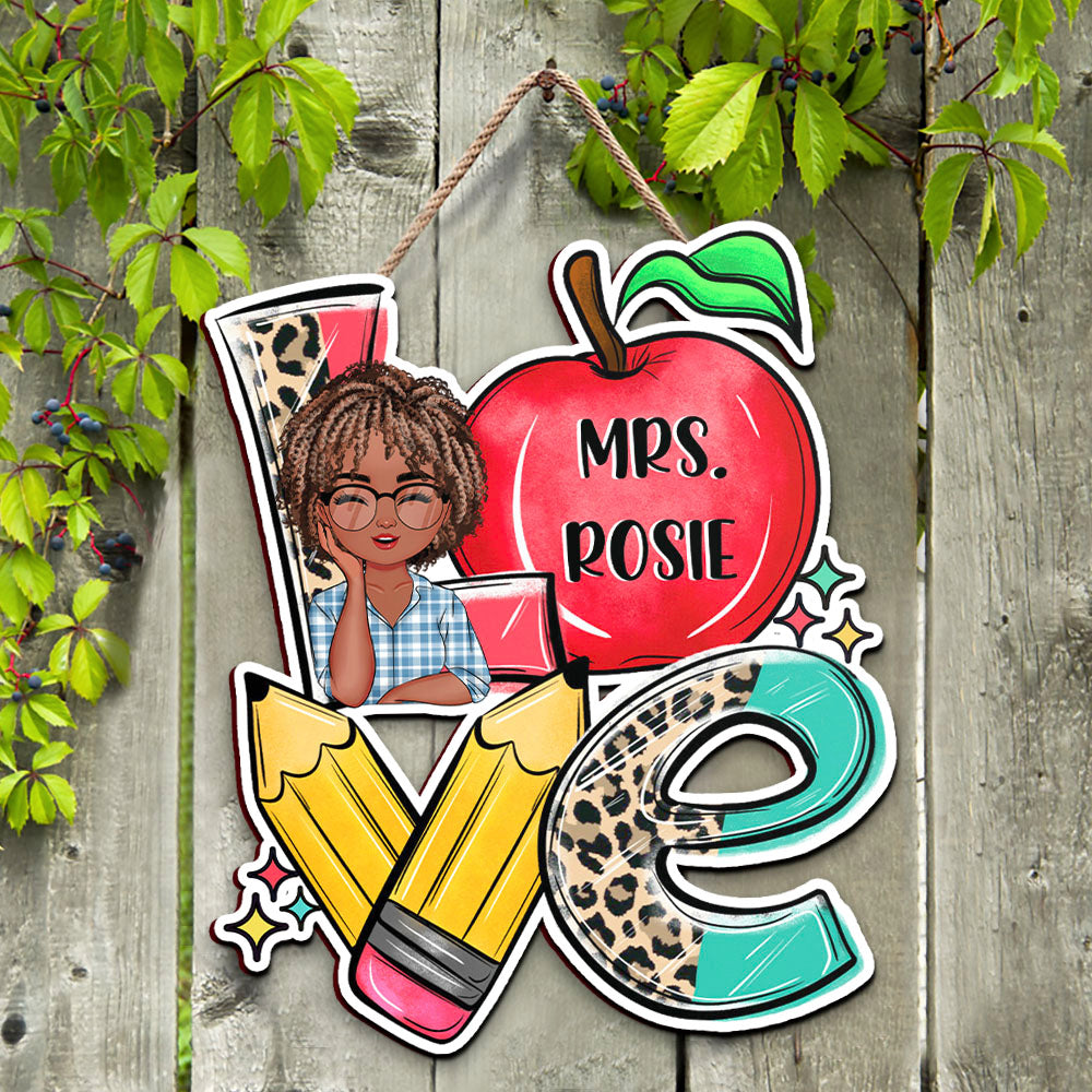 Custom Teacher Name Shaped Door Sign, Classroom Decorations Gift AE