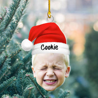 Thumbnail for Personalized Acrylic Ornament - Gift For Family - Portrait Photo With Christmas Hat AC