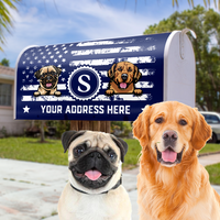 Thumbnail for Personalized Dog Cat 4th July Black & White American Flag Mailbox Cover, Gift For Dog Cat Lovers FC