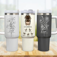 Thumbnail for Personalized 40oz Tumbler - Gift For Grandma - Flower Grandma Butterflies Grandkids Yoycol