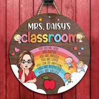 Thumbnail for Personalized You Belong Here Teacher Rainbow Classroom Door Sign, Back To School Gift For Teacher FC