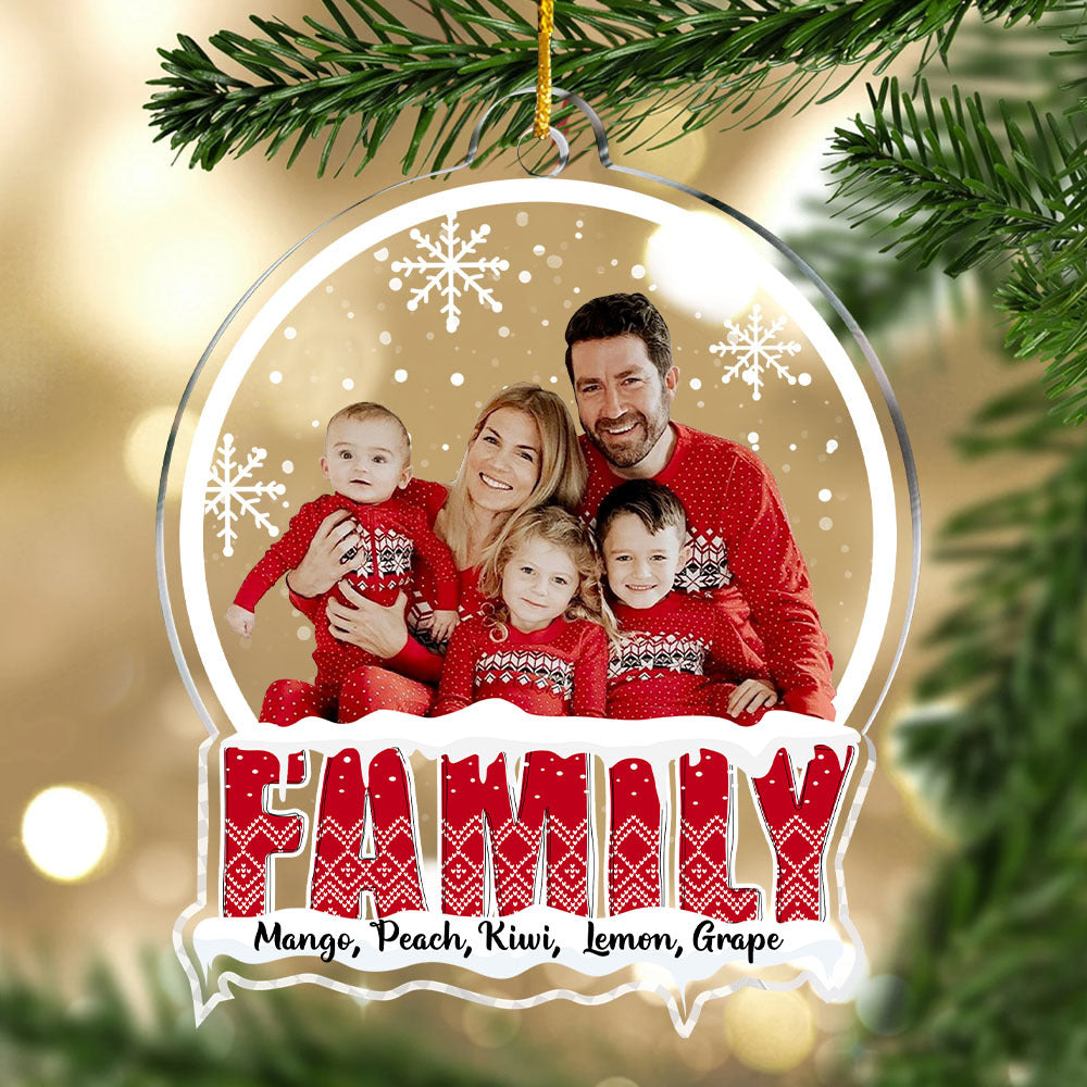 Personalized Acrylic Ornament - Christmas Gift For Family - Snowball With Family Photo AC
