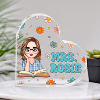 Thumbnail for Custom Name With Flowers Retro Magic Heart Shaped Acrylic Plaque, Gift For Her AA