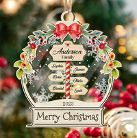 Thumbnail for Personalized Wooden & Acrylic Layered Ornament - Christmas Gift For Family - Family Name Signboard with Snow AC