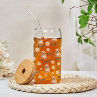 Thumbnail for Personalized Pet Photo & Name Summer Glass Bottle/Frosted Bottle With Lid & Straw, Best Gift For Dog Cat Lovers AF