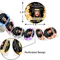 Thumbnail for Personalized Floral Thank You Graduation Party Perforated Roll Stickers, Graduation Labels & Party Favors FC