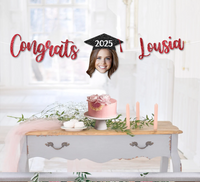 Thumbnail for Custom Congrats With Face Photo Glitter Graduation Set Of Banners 2025, Graduation Decorations FC