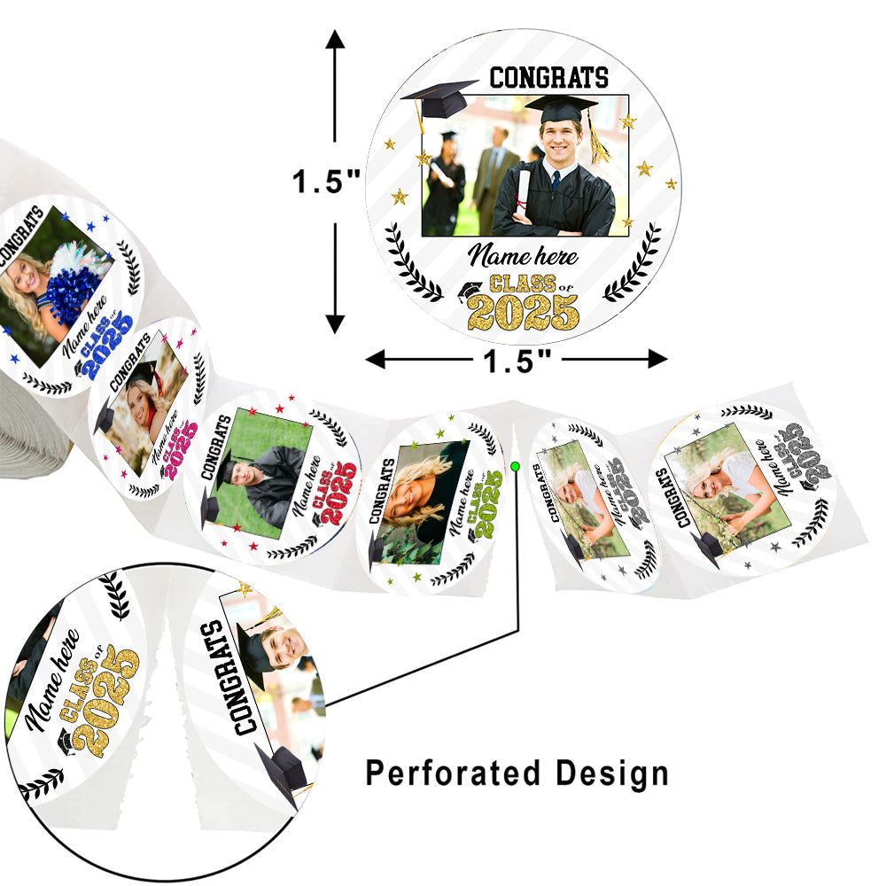 Custom Proud Family 2025 Photo Graduation Perforated Roll Stickers, Graduation Labels & Party Supply JonxiFon