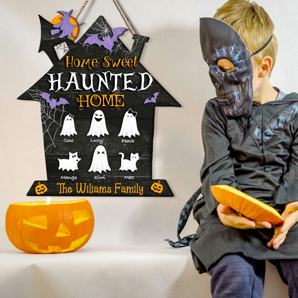 Personalized Shaped Door Sign - Halloween Gift For Family - Welcome To Our Boo-tiful Family Lair AE
