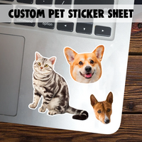Thumbnail for Personalized Pet Face And Body Photo Water-Resistant Stickers Sheet, Pet Lovers Decor and Craft Gift JonxiFon