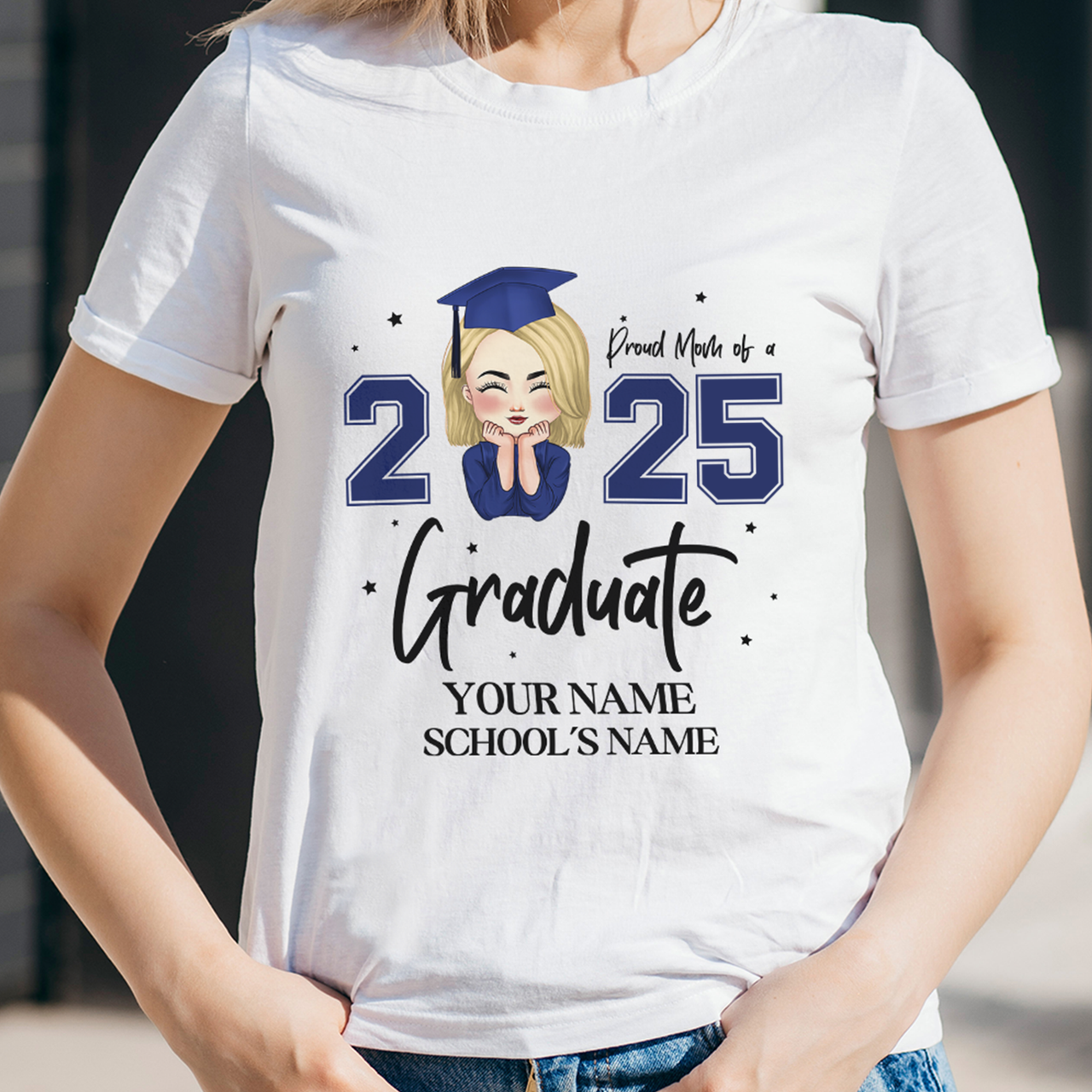 Personalized Proud Of Girl Senior Class Of 2025 Graduation T-shirt, Grad Gift