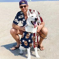 Thumbnail for Custom Face American Flag Set Hawaiian Shirt For Pet & Human, Gift For Pet Lover AI