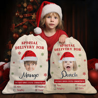 Thumbnail for Personalized Santa Sack - Christmas Gift For Family - Gunny Pattern Face Photo AB