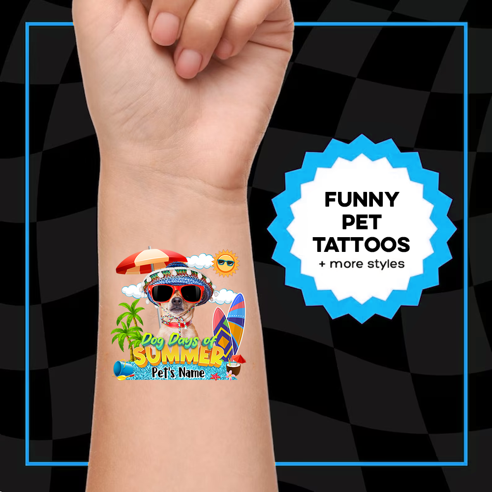 Personalized Photo Dog Days Of Summer Temporary Tattoos, DIY Dog Lover Gifts JonxiFon