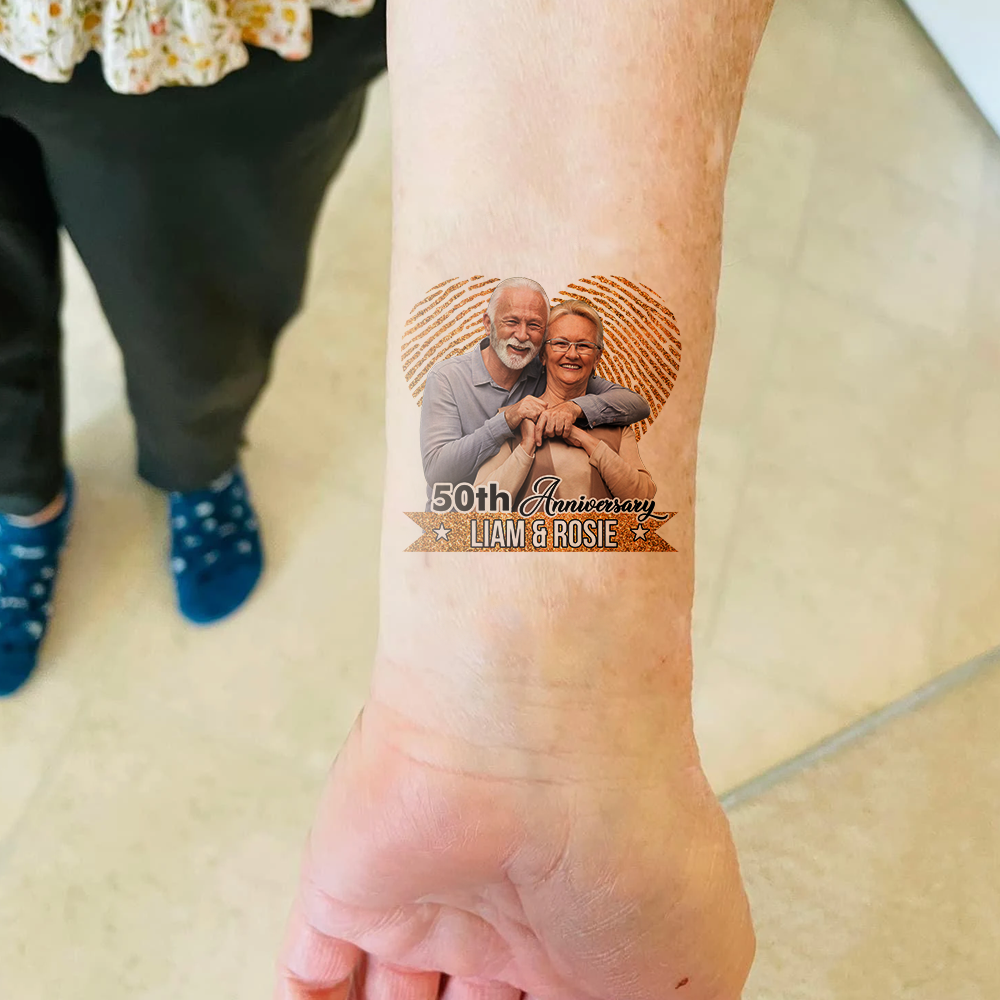 Personalized Happy Wedding Anniversary Couple Photo Glitter Party Tattoos, Wedding Anniversary Party Supply JonxiFon