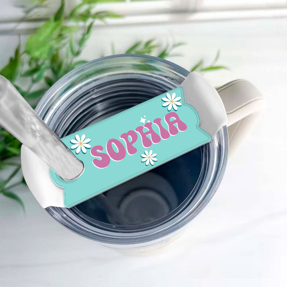Personalized Tumbler Name Plate - Gift For Her - Retro Flower Tumbler Topper Yoycol