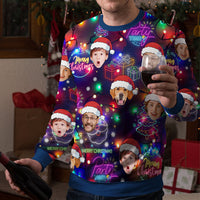 Thumbnail for Personalized Ugly Christmas Sweater - Christmas Gift For Family - Funny Face Photo Bright Neon Lighting AB