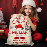Thumbnail for Personalized Santa Sack - Christmas Gift For Family - Christmas Costume With Name AB