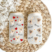 Thumbnail for Personalized Glass Bottle/Frosted Bottle With Lid & Straw - Gift For Pet Lovers - Funny Dog Cat Photo AF