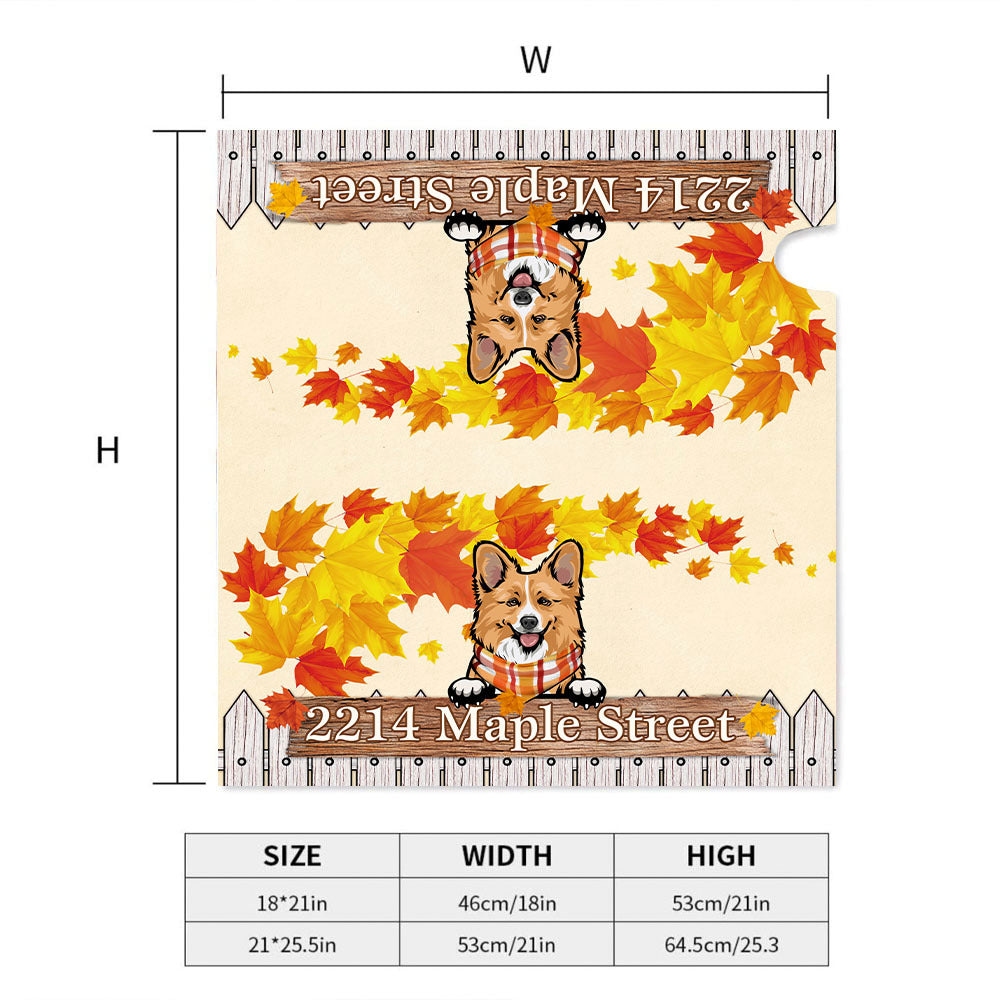 Personalized Mailbox Cover- Gift For Dog Cat Lovers- Hello Fall Maple Leaves AF