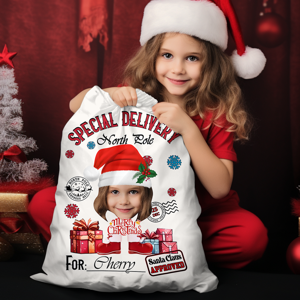 Personalized Santa Sack - Christmas Gift For Family - Face Photo Santa Costumes AB