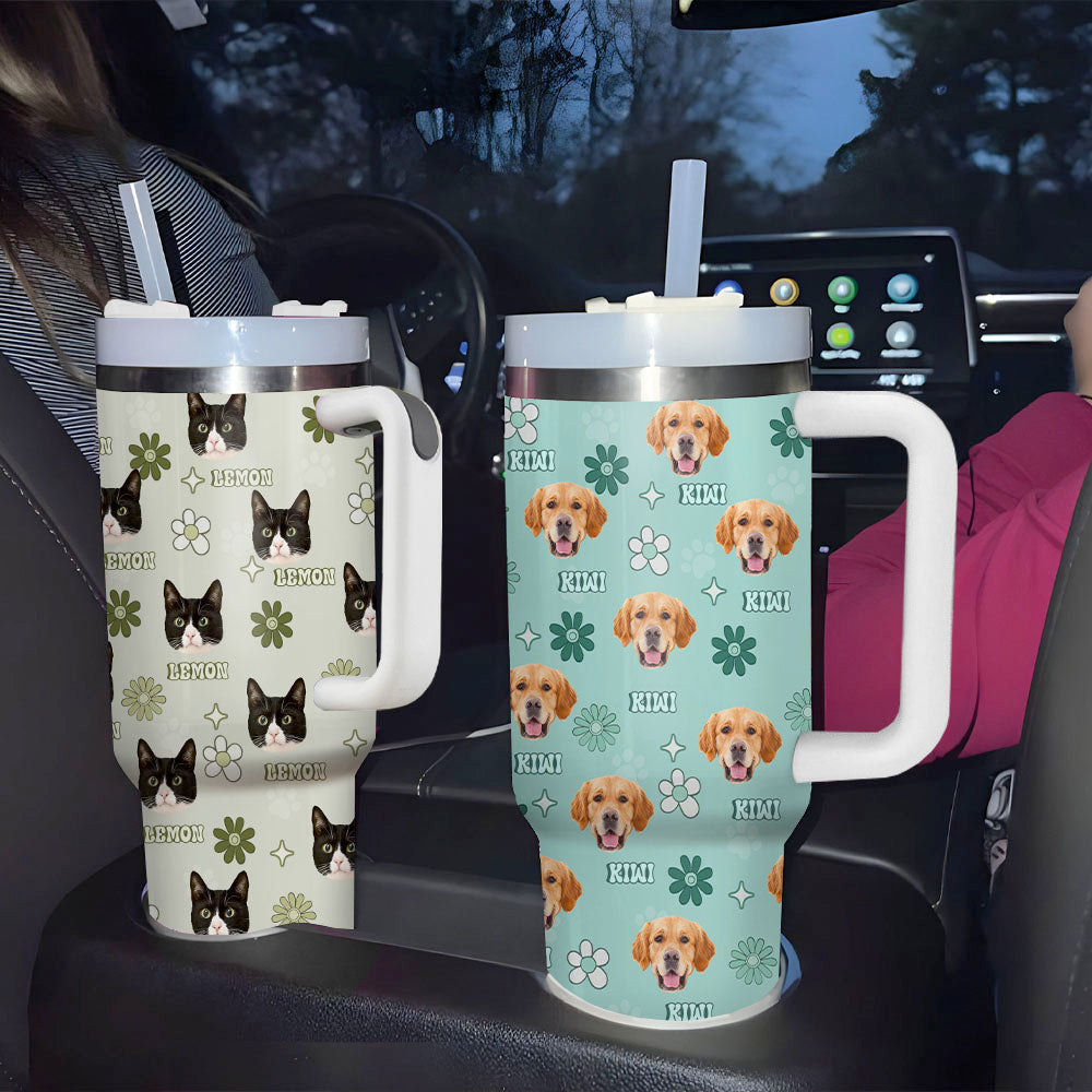 Personalized 40oz Tumbler - Gift For Pet Lovers - Magic Retro Dog Cat Photo Yoycol
