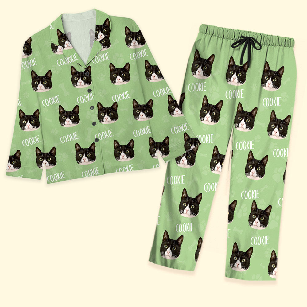 Personalized Pajamas Set - Gift For Pet Lover - Christmas Paw Print Pet Photo Sleepwear AB