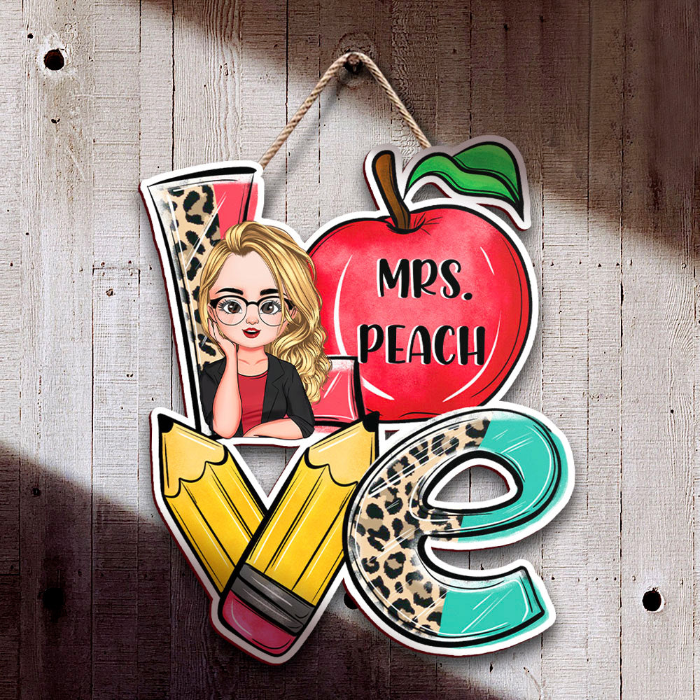 Custom Teacher Name Shaped Door Sign, Classroom Decorations Gift AE