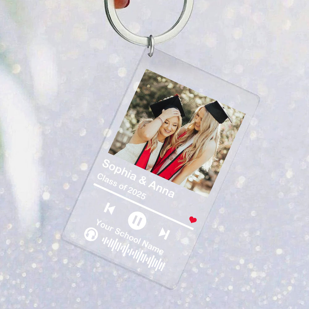 Personalized Graduation 2025 Photo Music Acrylic Keychain, Graduation Gift