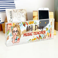 Thumbnail for Custom Happy Teacher Name Acrylic Desk Name Plate, Gift For Teacher AI